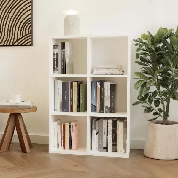 Libreria 90x60h cm 6 vani a giorno bianco Giove