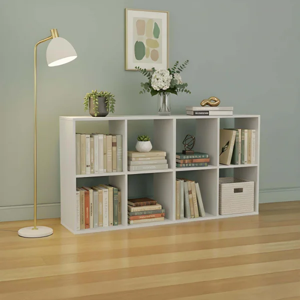 Libreria a parete 147x75h cm 8 vani a giorno bianco Giove