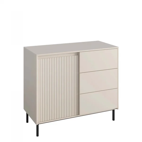 Madia 103x90h cm 1 anta 3 cassetti design cannettato beige cashmere Strike