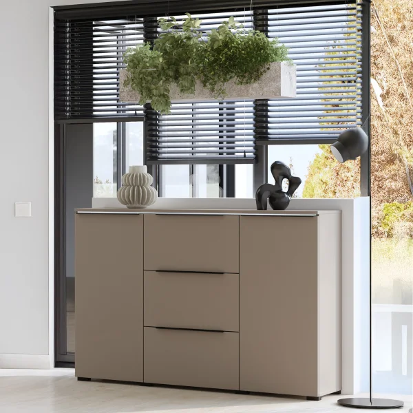 Madia 132x92h cm 2 ante 3 cassetti grigio tortora Effex
