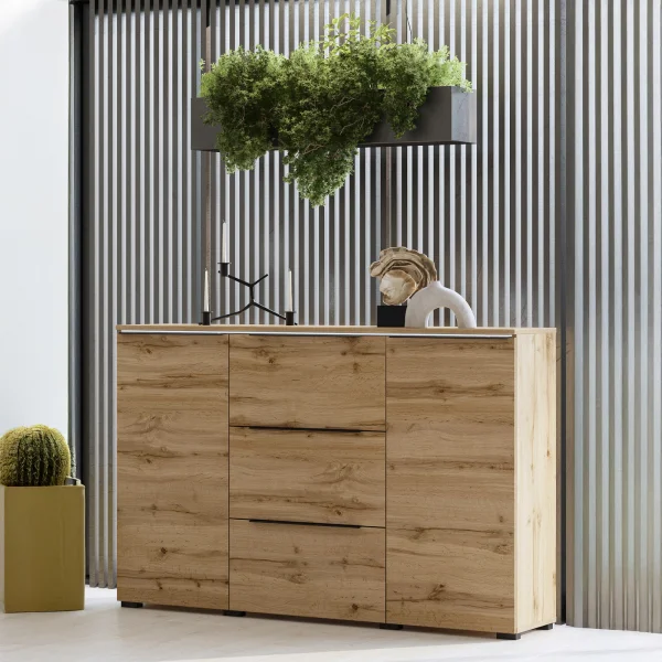 Madia 132x92h cm 2 ante 3 cassetti rovere Effex