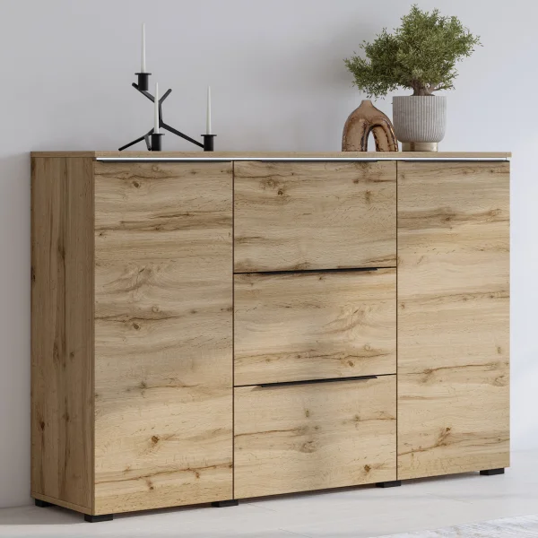 Madia 132x92h cm 2 ante 3 cassetti rovere Effex