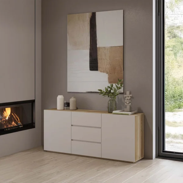 Madia 150x64h cm 2 ante 3 cassetti cashmere rovere Delia