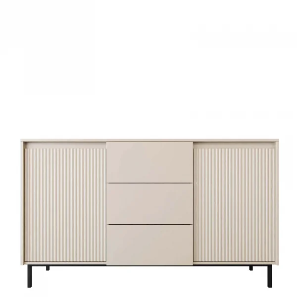 Madia 153x90h cm 2 ante 3 cassetti design cannettato beige cashmere Strike