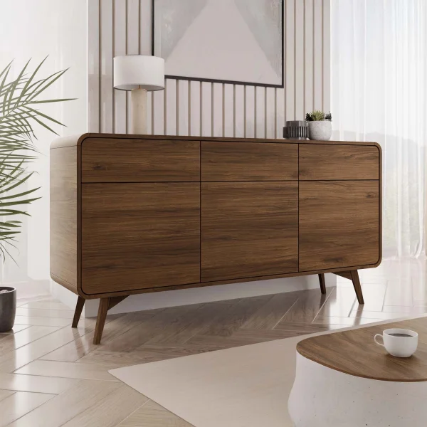 Madia 160x84h cm 3 ante 3 cassetti rovere scuro Walden