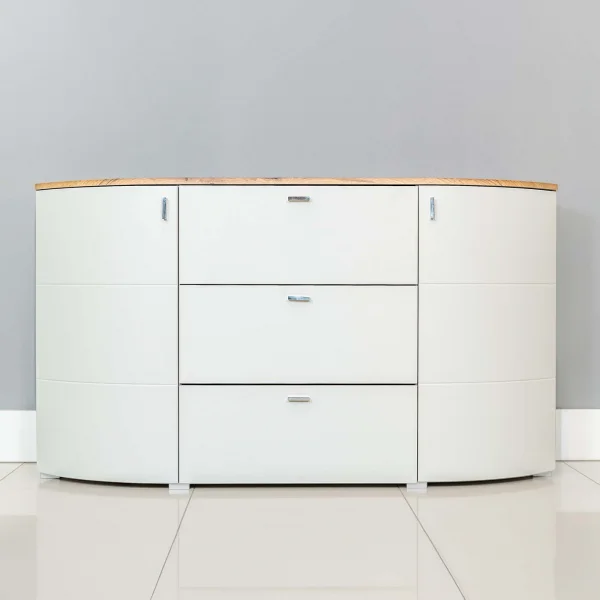 Madia 160x90h cm 2 ante 3 cassetti grigio chiaro rovere Lea