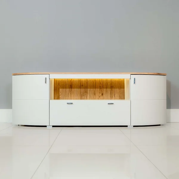 Madia 180x61h cm 2 ante 1 cassetto grigio chiaro rovere Lea