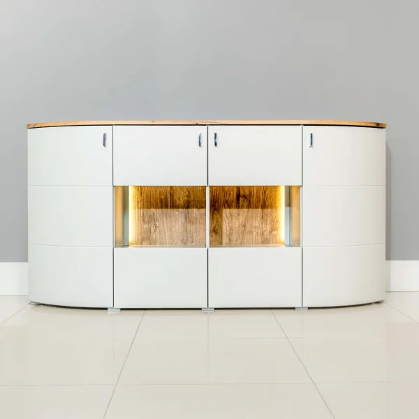 Madia 180x90h cm 4 ante grigio chiaro rovere Lea