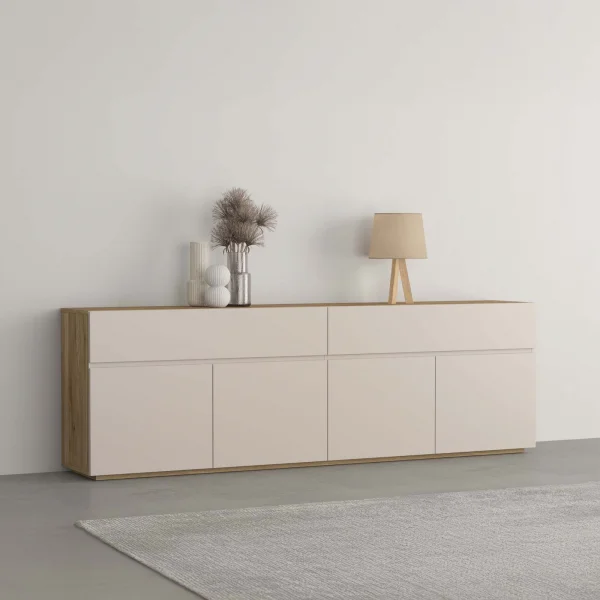 Madia 200x64h cm 4 ante 2 cassetti cashmere rovere Delia