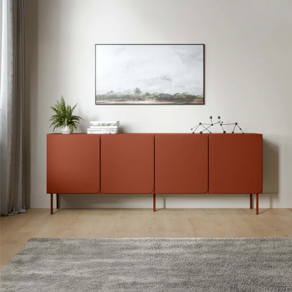 Madia 200x76h cm 4 ante moderna rosso mattone Maya