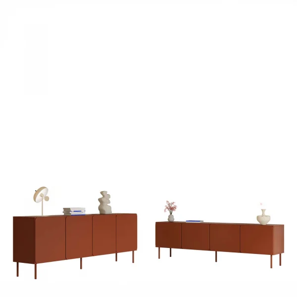 Madia 200x76h cm 4 ante moderna rosso mattone Maya