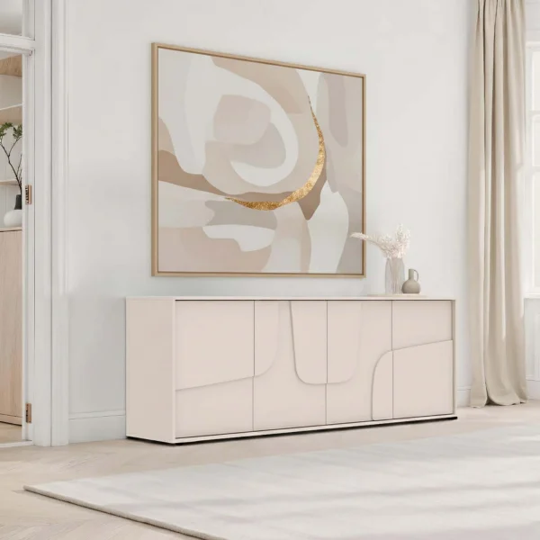 Madia 205x70h cm 4 ante design in rilievo beige cashmere Sonia