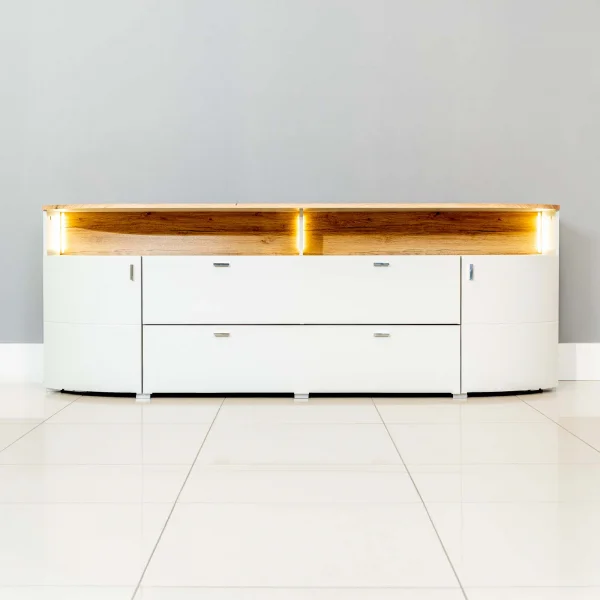 Madia 220x80h cm 2 ante 2 cassetti grigio chiaro rovere Lea