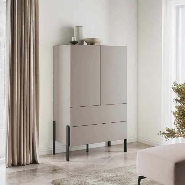 Madia alta 90x150h cm 2 ante 4 cassetti beige cashmere Simple