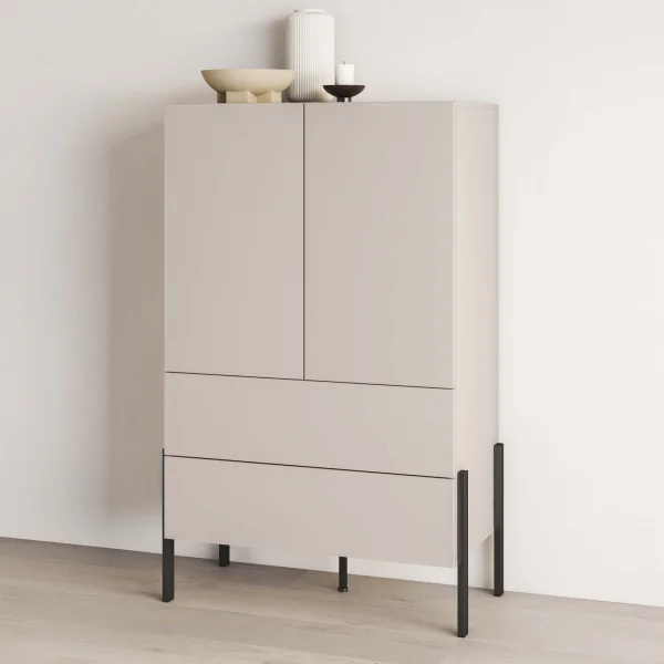 Madia alta 90x150h cm 2 ante 4 cassetti beige cashmere Simple