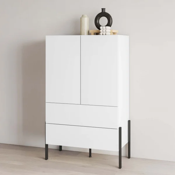 Madia alta 90x150h cm 2 ante 4 cassetti bianco Simple