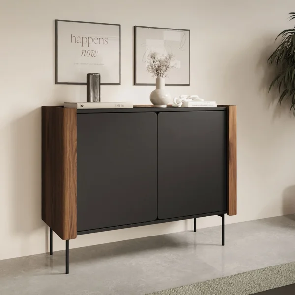 Madia moderna 105x83h cm 2 ante noce nero Wrappy
