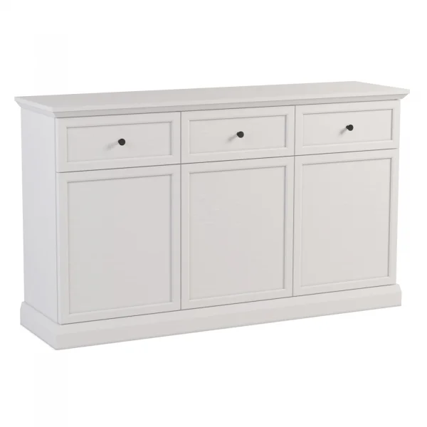 Madia moderna 146x86h cm 3 ante 3 cassetti shabby bianco Purro