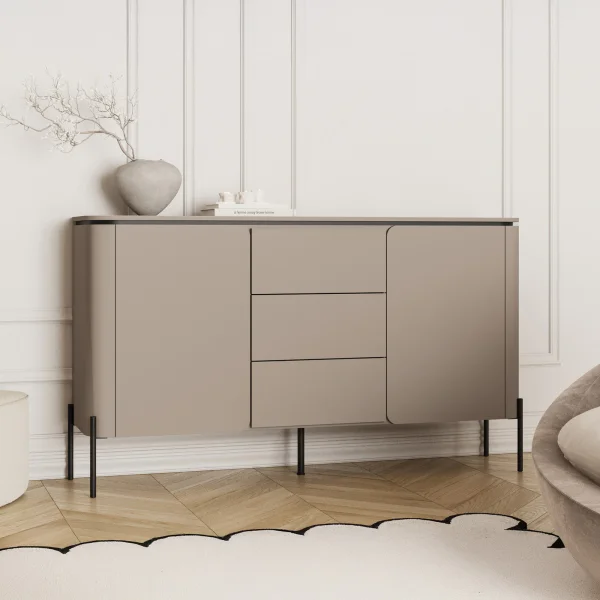 Madia moderna 163x95h cm 2 ante 3 cassetti tortora Carty