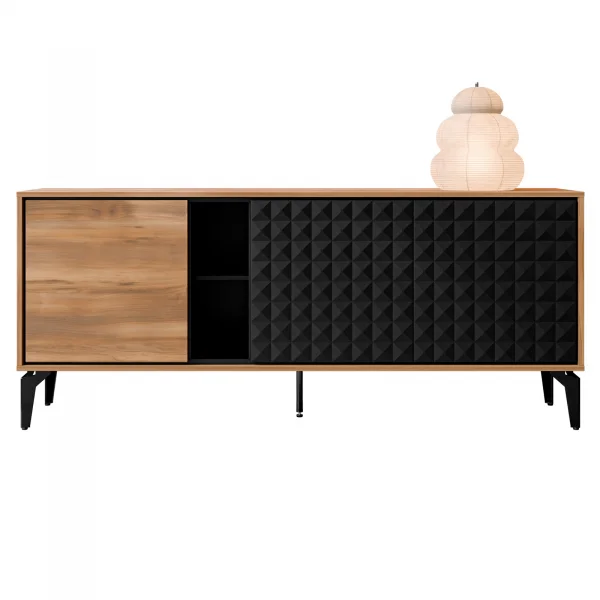Madia moderna 190x80h cm 3 ante serigrafato rovere nero Duplo