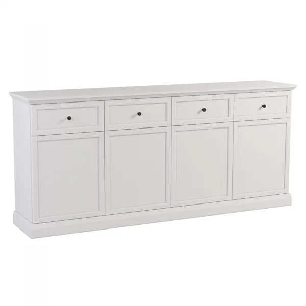 Madia moderna 193x86h cm 4 ante 4 cassetti shabby bianco Purro