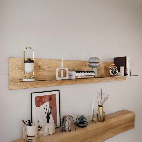 Mensola 180x30h cm da parete moderna rovere Lea