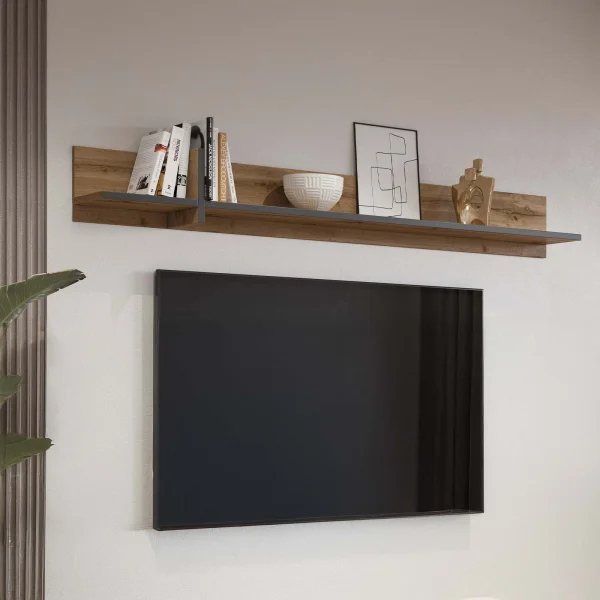 Mensola a muro 180x23h cm moderna rovere Lolla