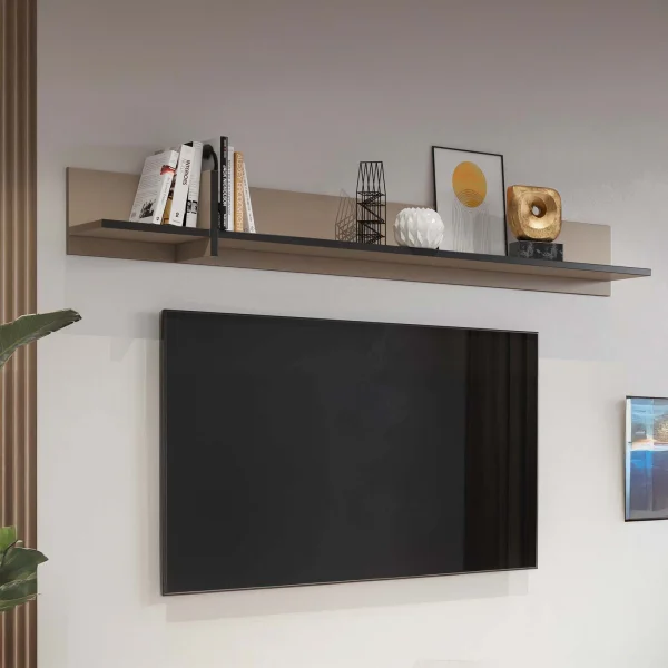 Mensola a muro 180x23h cm moderna tortora Lolla