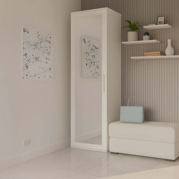 Mobile armadio multiuso ingresso 50x180h cm appendiabiti con specchio bianco Effort