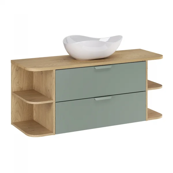 Mobile bagno sospeso 120cm 2 cassetti verde salvia rovere Speranza