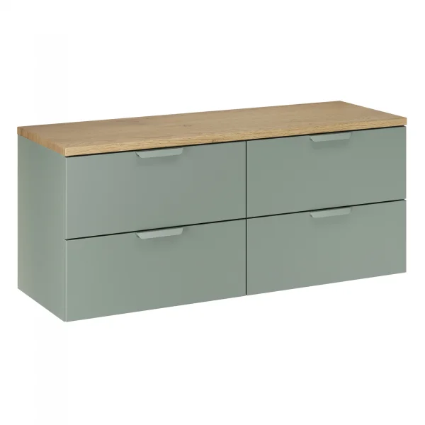 Mobile bagno sospeso 120cm 4 cassetti verde salvia rovere Speranza