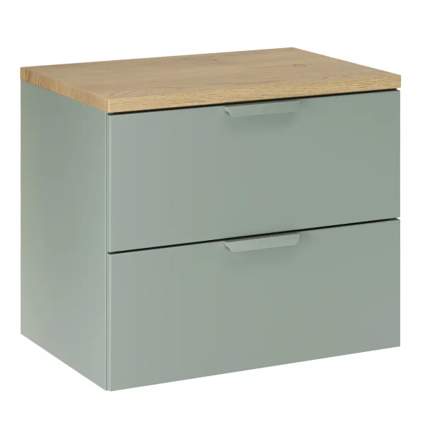 Mobile bagno sospeso 60cm 2 cassetti verde salvia rovere Speranza