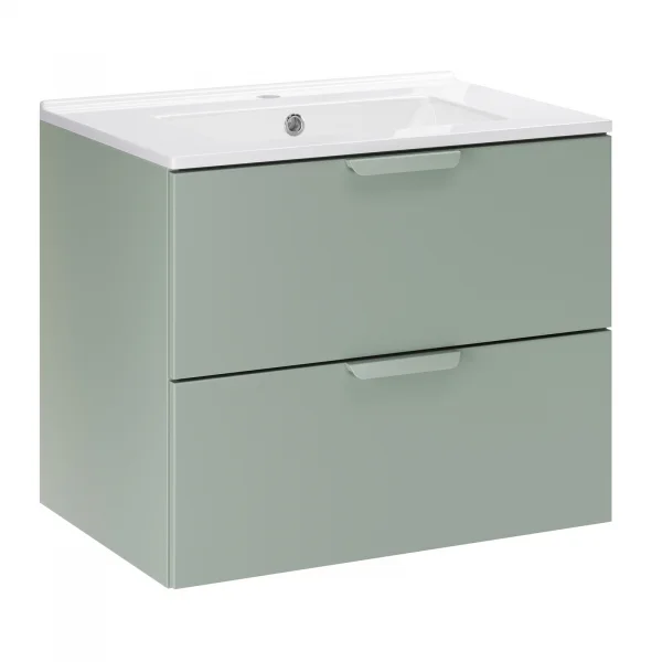 Mobile bagno sospeso 60cm con lavabo 2 cassetti verde salvia Speranza