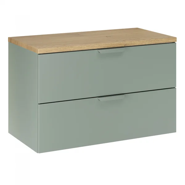 Mobile bagno sospeso 80cm 2 cassetti verde salvia rovere Speranza