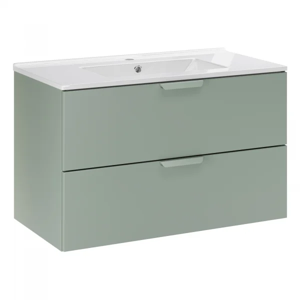 Mobile bagno sospeso 80cm con lavabo 2 cassetti verde salvia Speranza