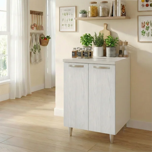 Mobile base cucina 60x86h cm 2 ante bianco frassinato Talise