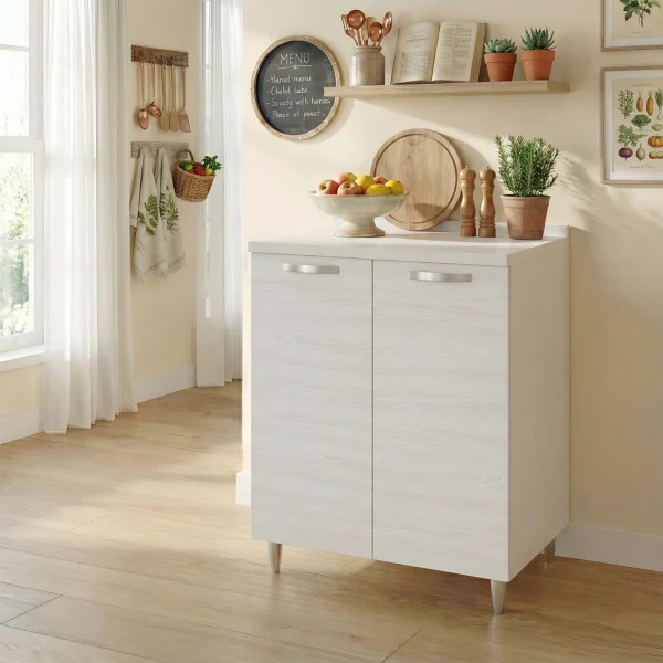 Mobile base cucina 80x86h cm 2 ante bianco frassinato Talise
