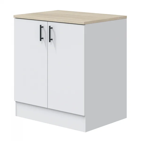 Mobile base sottolavello multiuso 80x90h cm componibile 2 ante bianco lucido rovere Kimera