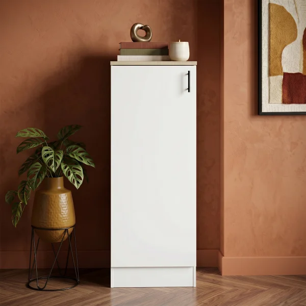 Colonna multiuso 60x148h cm componibile 1 anta bianco lucido rovere Kimera