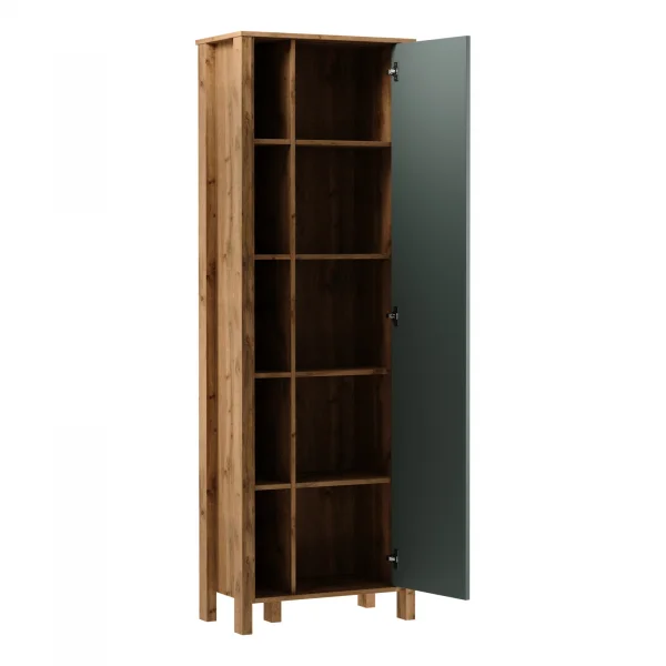 Mobile contenitore multiuso libreria 66x200h cm 1 anta rovere verde Leave