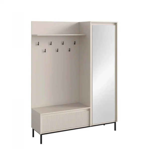 Mobile ingresso 135x180h cm con specchio design cannettato beige cashmere Strike