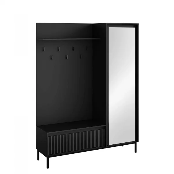 Mobile ingresso 135x180h cm con specchio design cannettato nero Strike