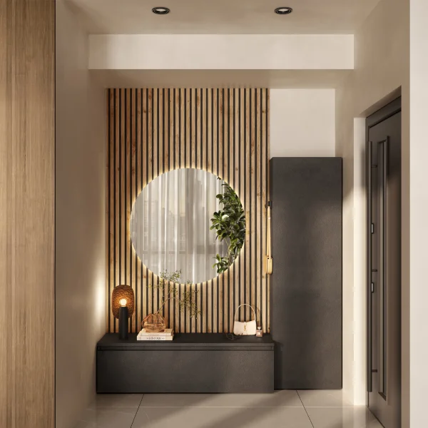 Mobile ingresso 193x220h cm pannello cannettato ossido rovere chiaro Sunset Decor 1013