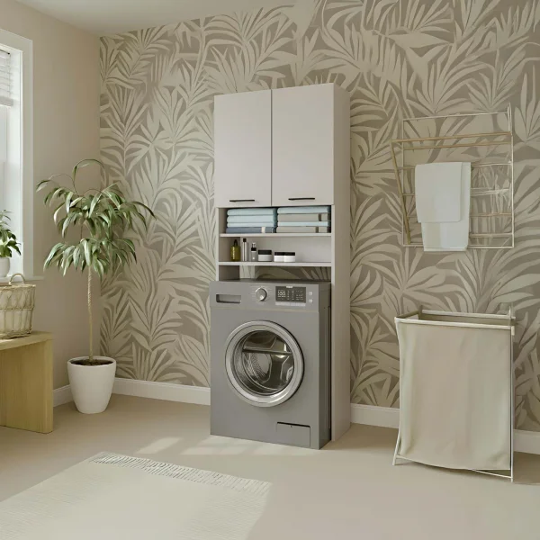Mobile lavatrice 64x180h cm 2 ante e doppio vano a giorno beige cashmere Motty
