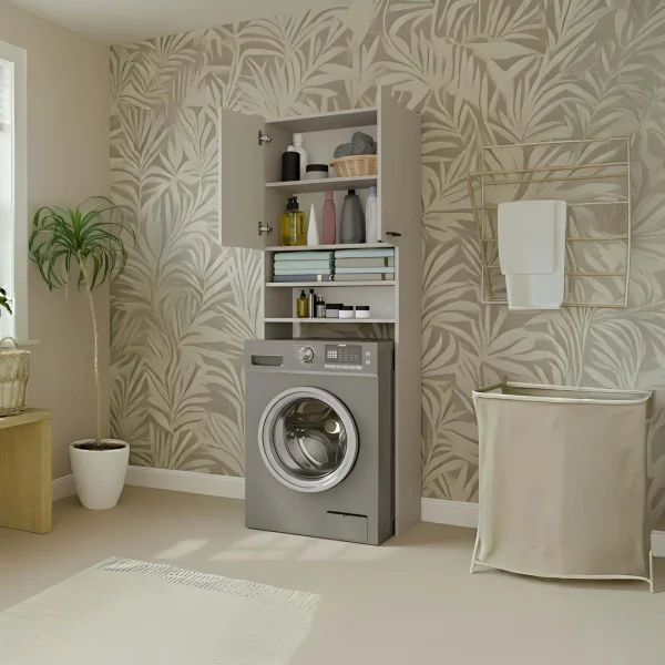 Mobile lavatrice 64x180h cm 2 ante e doppio vano a giorno beige cashmere Motty