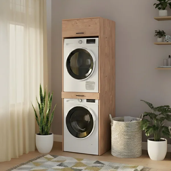 Mobile lavatrice e asciugatrice 67x215h cm 1 cassetto 1 vano rovere Klara