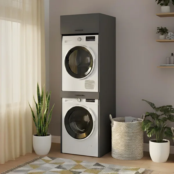 Mobile lavatrice e asciugatrice 67x215h cm con ripiano estraibile antracite Klara