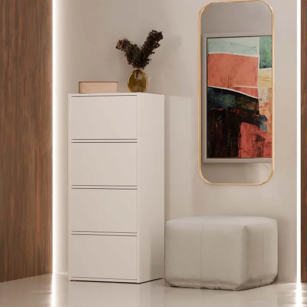 Mobile multiuso ingresso 50x119h cm scarpiera 4 ante bianco Tyler