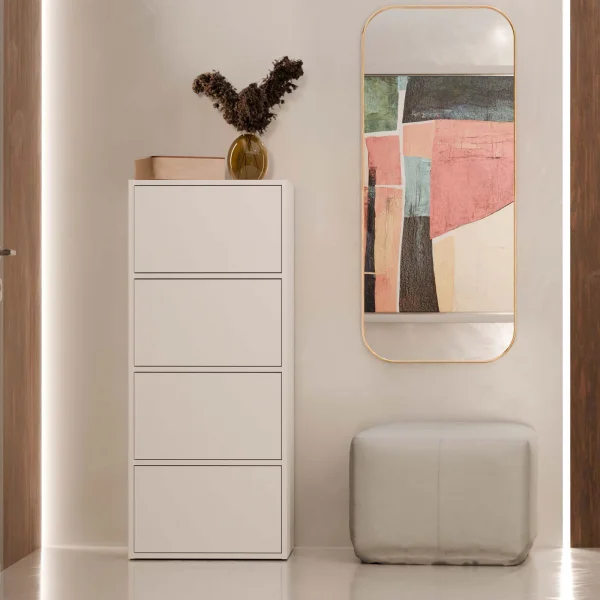 Mobile multiuso ingresso 50x119h cm scarpiera 4 ante bianco Tyler