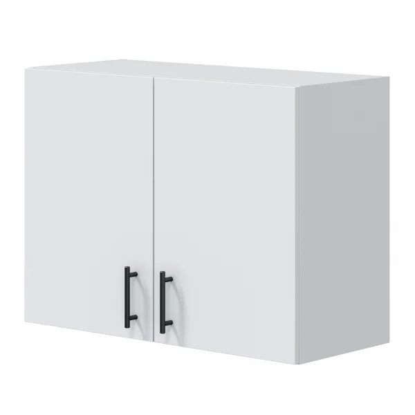 Mobile pensile multiuso 80x60h cm componibile 2 ante bianco lucido Kimera